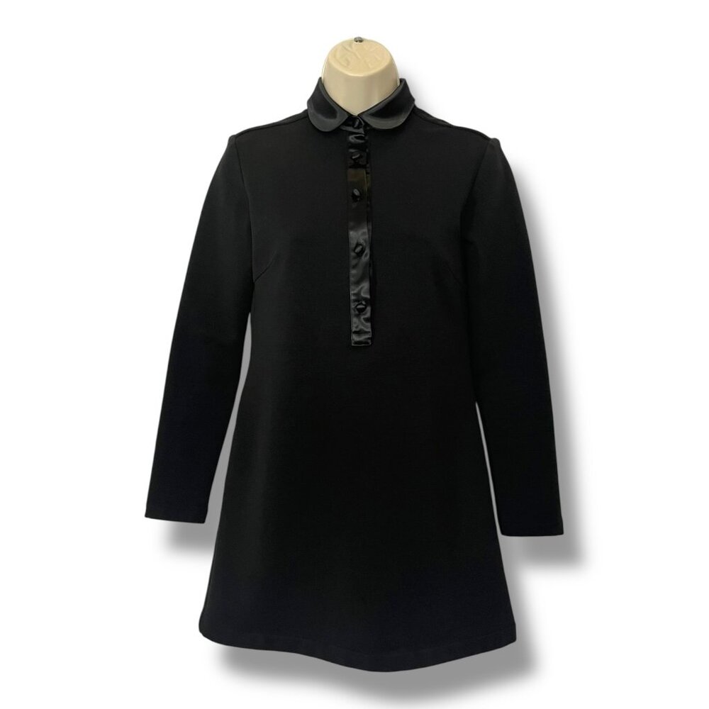 Harvey Faircloth Size 4 Black Cotton Jersey Fleece Mini Dress A-Line Ponte Knit